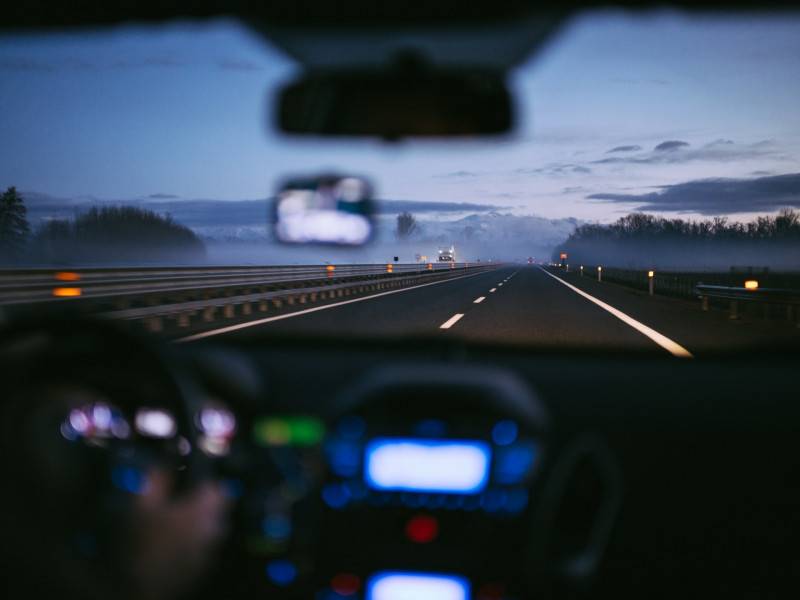 View from a car on the road